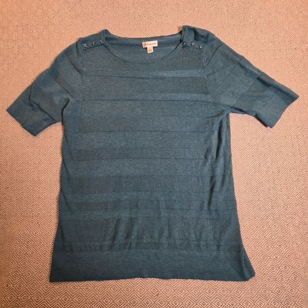 Croft & Barrow Women’s L Teal Blue Knit Top Y2K Vintage Inspired Coastal Grandma